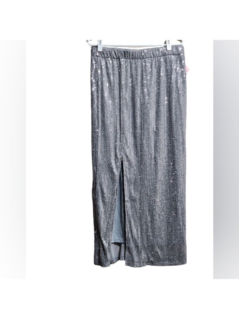 Adiva maxi sequin skirt color grey silver size large